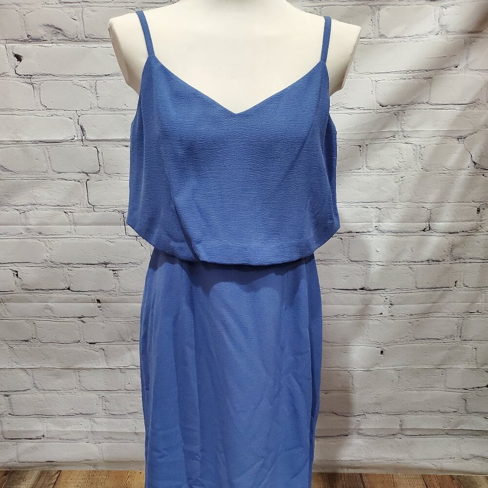 Dress the Population Alondra Blouson Sheath Dress- BLUE JAY, Large